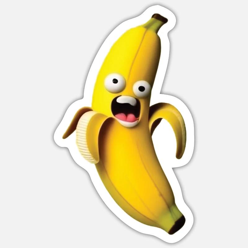 Banane folle - Sticker taille S (10 x 10 cm) - blanc mat