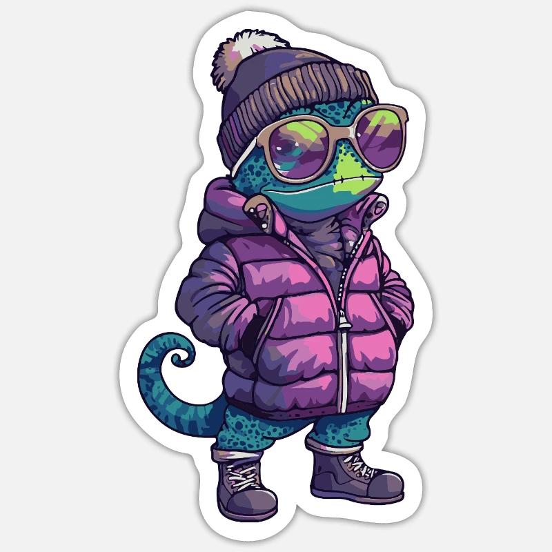Chameleon Cool Comic - Sticker size S (10 x 10 cm) - white matte