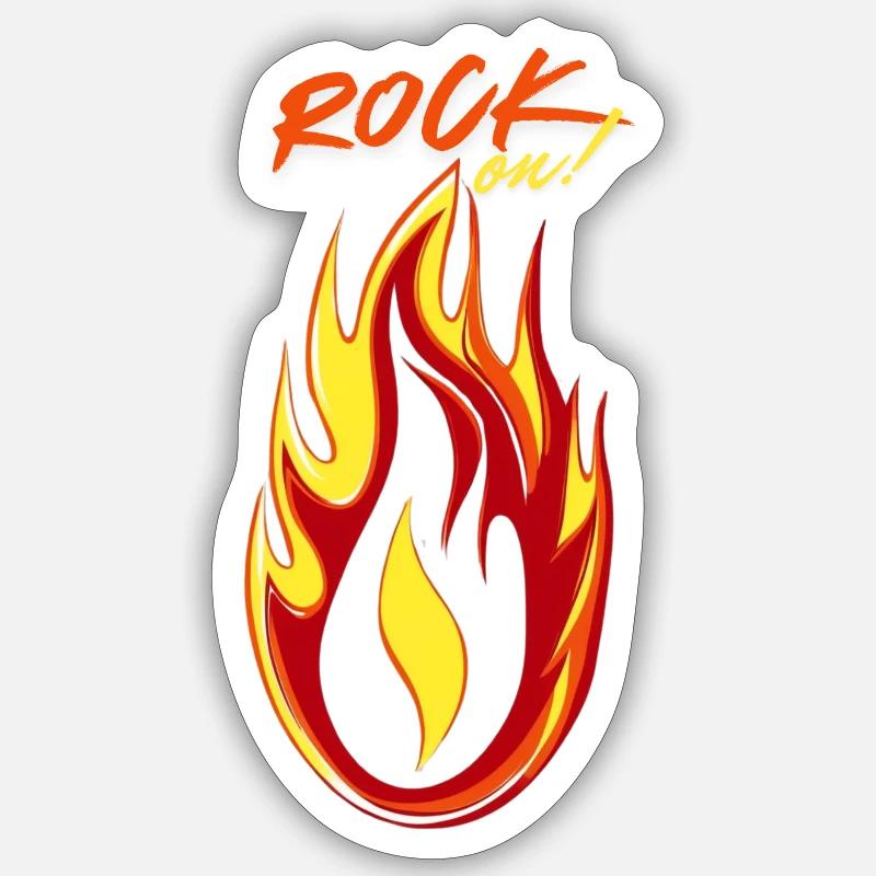 Rock on Fire & Flame - Sticker size S (10 x 10 cm) - white matte