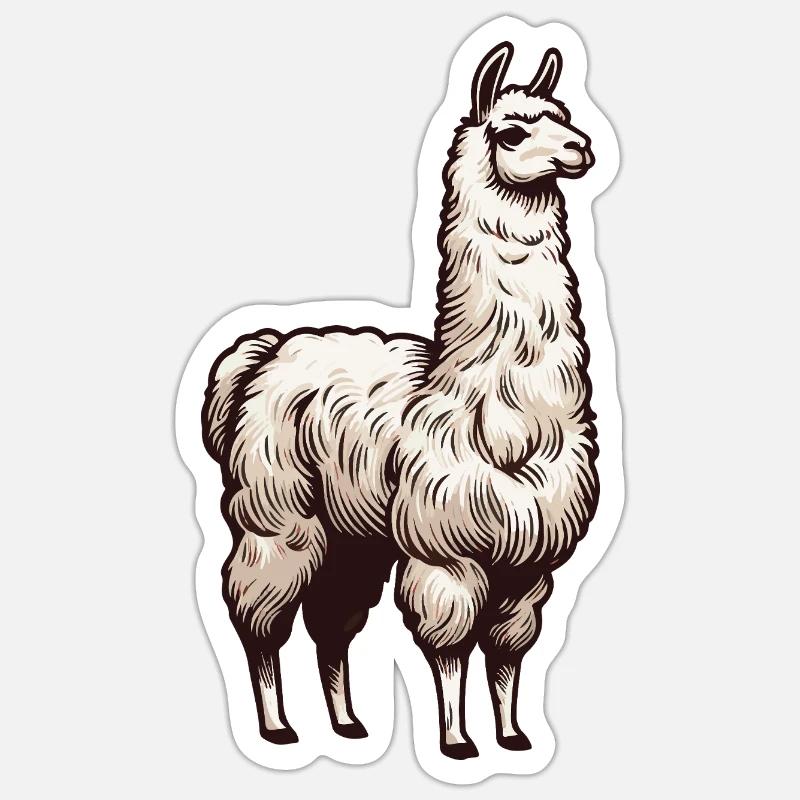 Lama blanc - Sticker taille S (10 x 10 cm) - blanc mat