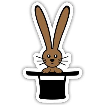 Lapin Chapeau Haut de forme Sorcier Lapin Sorcier Mignon - Sticker taille S (10 x 10 cm) - blanc mat - Devant