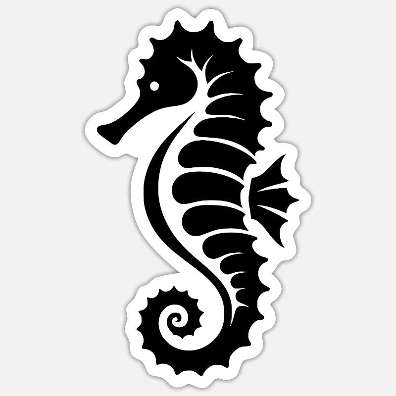 Mignon petit hippocampe - Sticker taille S (10 x 10 cm) - blanc mat