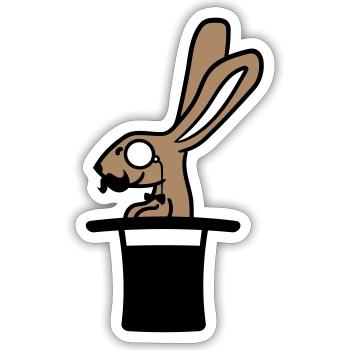 Sir Rabbit Monocle Glasses Beard Top Hat Wizard - Sticker size S (10 x 10 cm) - white matte - Front