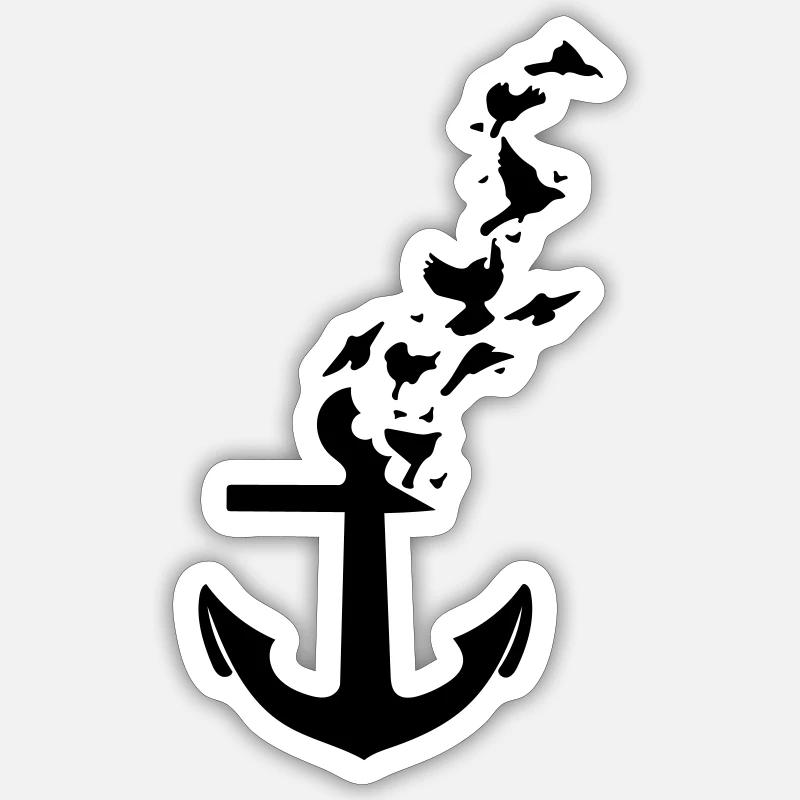 Anker - Sticker Größe S (10 x 10 cm) - Mattweiß