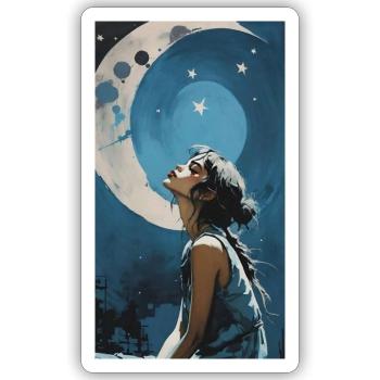 moon night girl - Sticker Größe S (10 x 10 cm) - Mattweiß - Vorne
