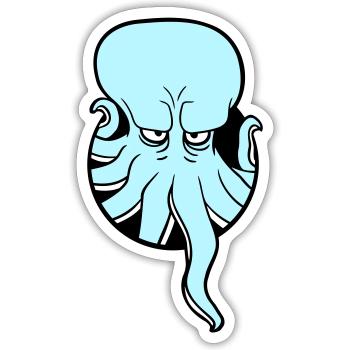 Poulpe trou tentacule ennuyé montrer mauvais œil - Sticker taille S (10 x 10 cm) - blanc mat - Devant