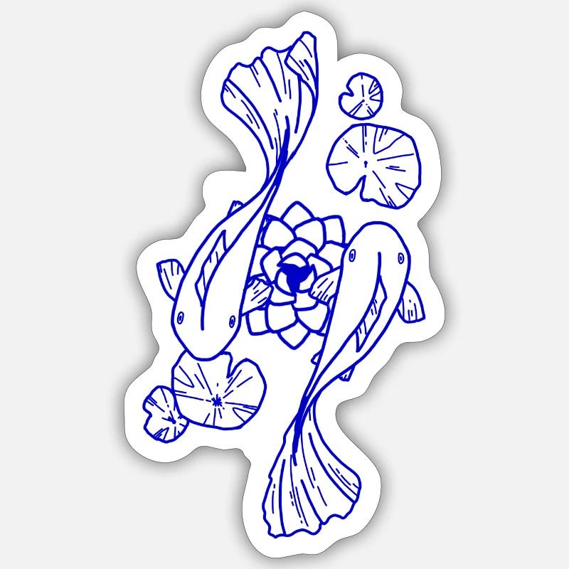 Koi à l’encre - Sticker taille S (10 x 10 cm) - blanc mat
