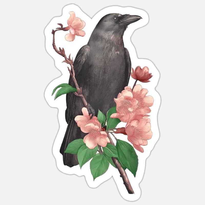 Corbeau - Sticker taille S (10 x 10 cm) - blanc mat