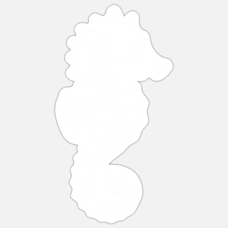 Hippocampe | Insigne de natation - Sticker taille S (10 x 10 cm) - blanc mat