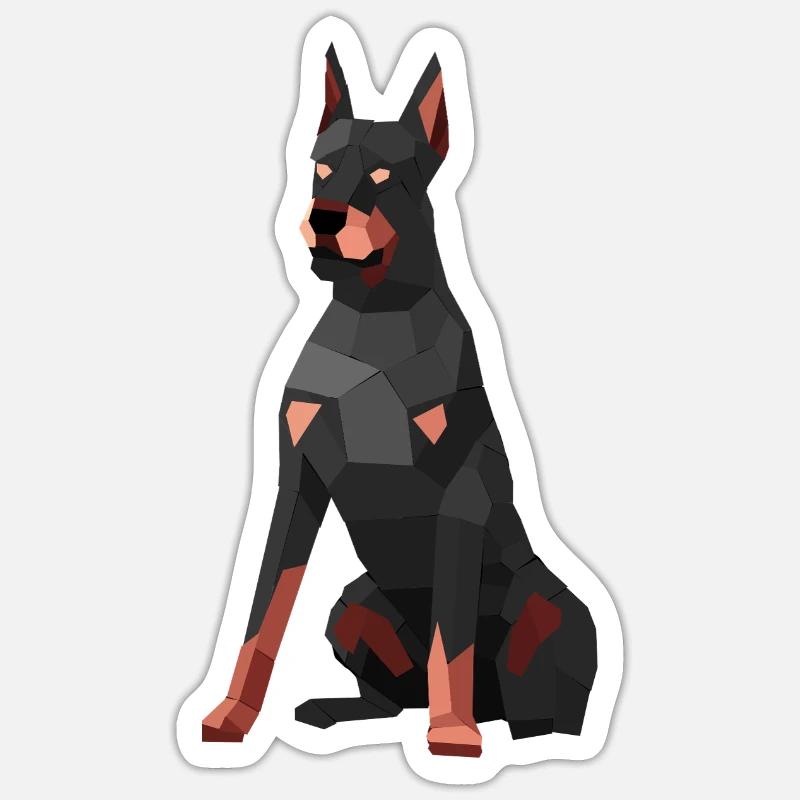 Moderner Dobermann – Low-Poly-Kunst Sticker Größe S (10 x 10 cm)