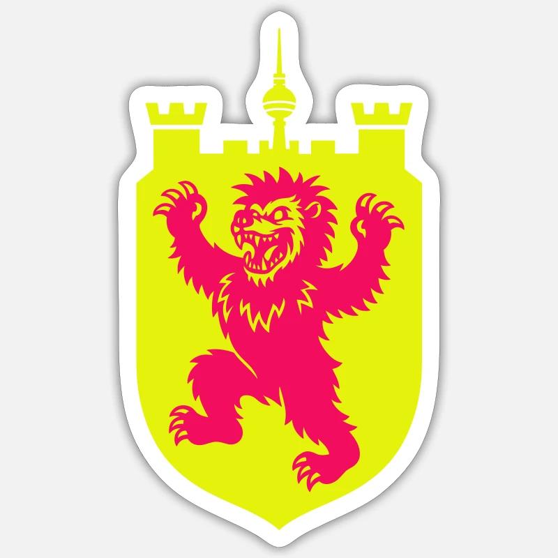 Berlin Dancing Bear Neon - Sticker size S (10 x 10 cm) - white matte
