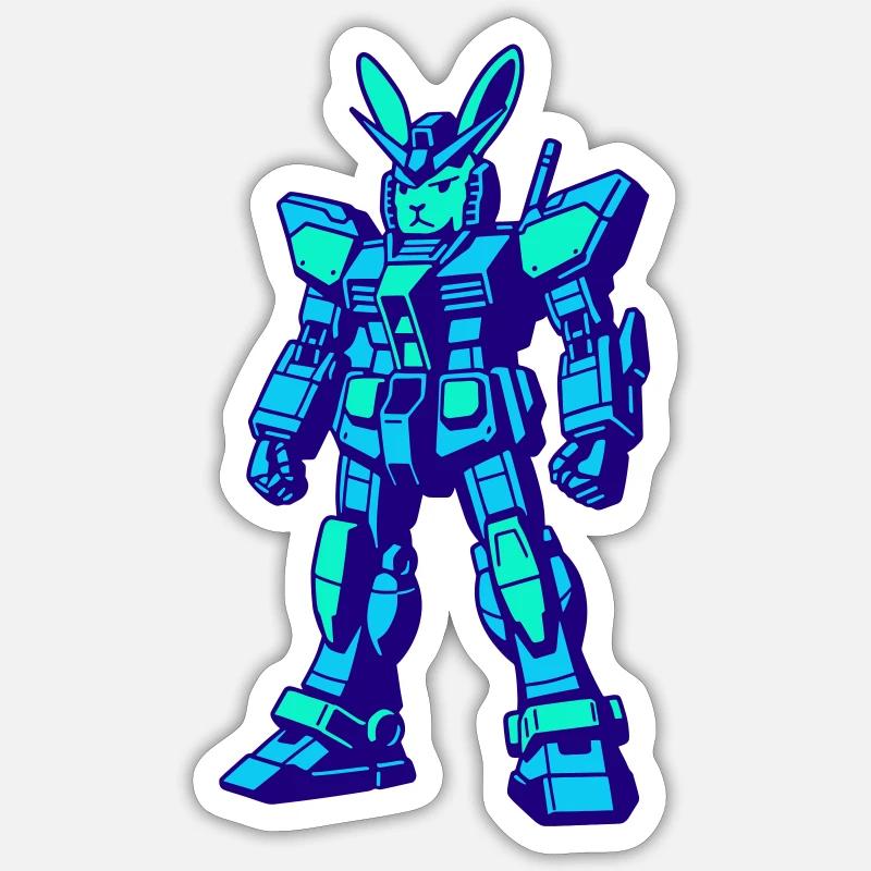 Mecha Rabbit III - Sticker Größe S (10 x 10 cm) - Mattweiß