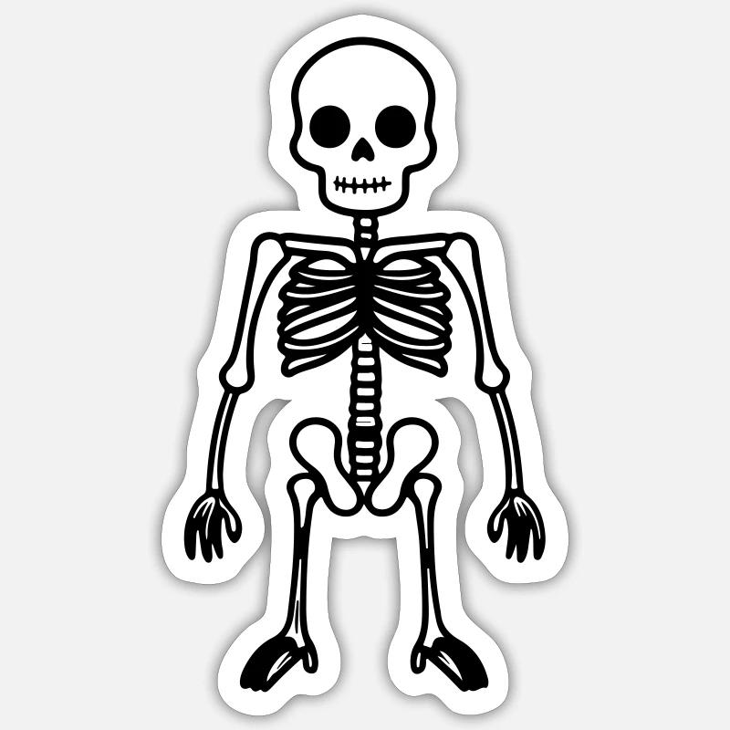 Skelett Comic - Sticker Größe S (10 x 10 cm) - Mattweiß