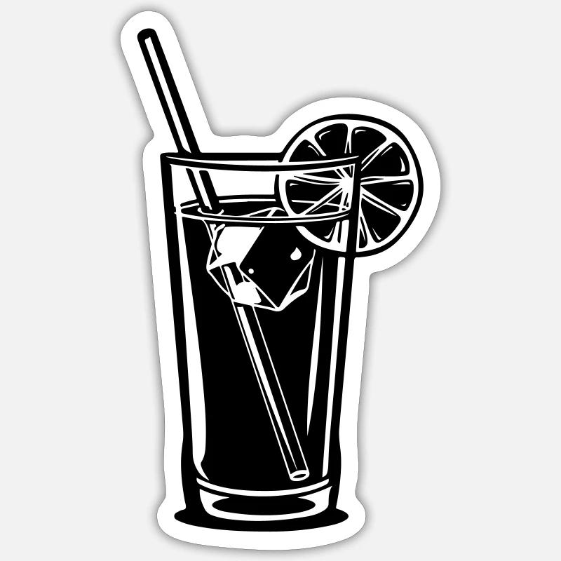 Verre à boisson au citron - Sticker taille S (10 x 10 cm) - blanc mat