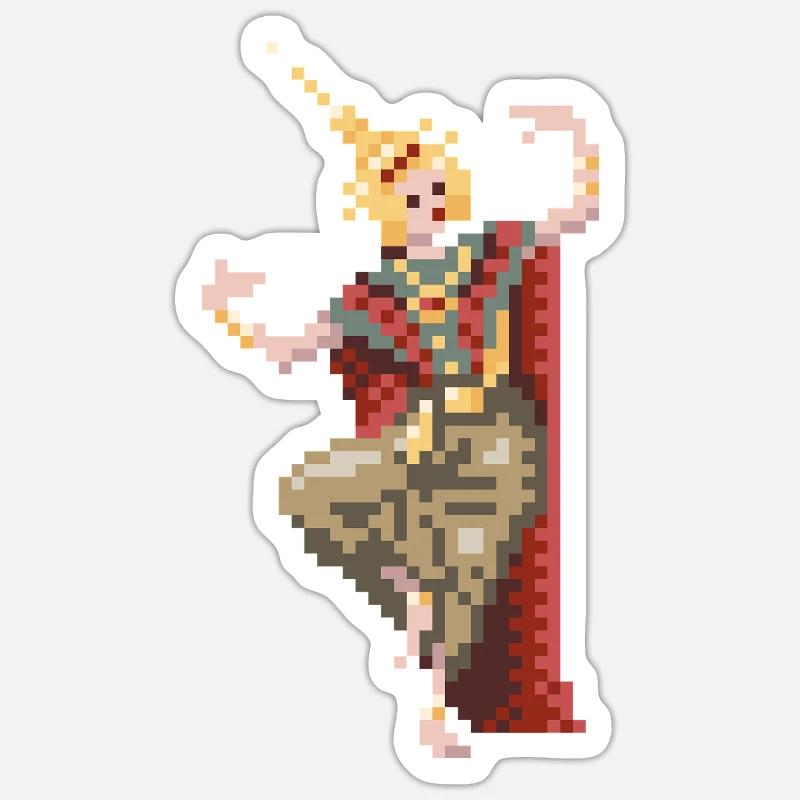 Danseuse thaïlandaise 8bit - Sticker taille S (10 x 10 cm) - blanc mat