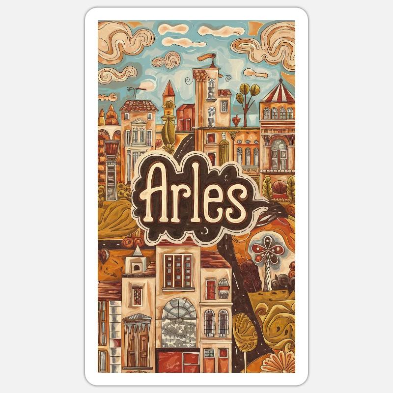 Arles Townscape Dreamscape - Sticker size S (10 x 10 cm) - white matte