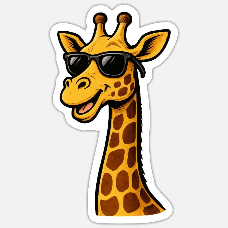 Giraffe mit Sonnenbrille - Sticker Größe S (10 x 10 cm) - Mattweiß