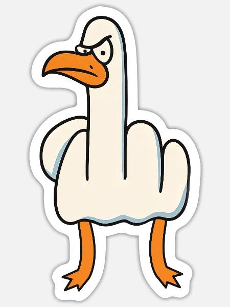 du mich auch - Stinkefinger - Mittelfinger - Sticker Größe S (10 x 10 cm) - Mattweiß