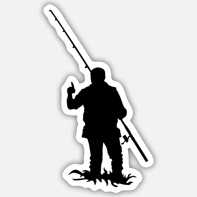 Pêcheur - Sticker taille S (10 x 10 cm) - blanc mat