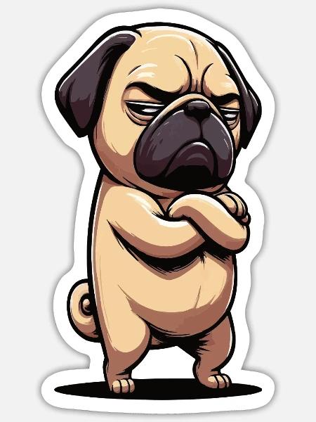 Mops Möpse Mopsbesitzer Mopsliebhaber Mopshalter - Sticker Größe S (10 x 10 cm) - Mattweiß