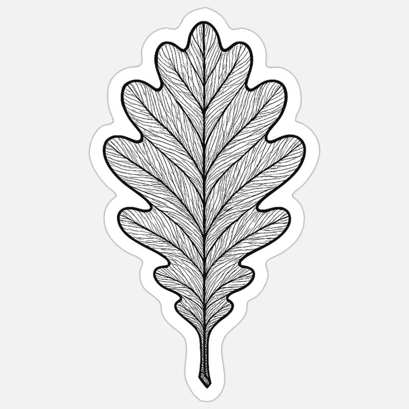 Monochromes Eichenblatt-Design Sticker Größe S (10 x 10 cm)