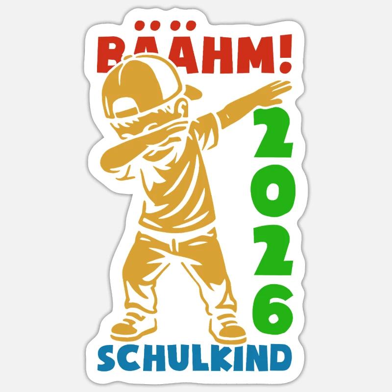 Bäääm! Schulkind 2026 - Einschulung - Sticker Größe S (10 x 10 cm) - Mattweiß