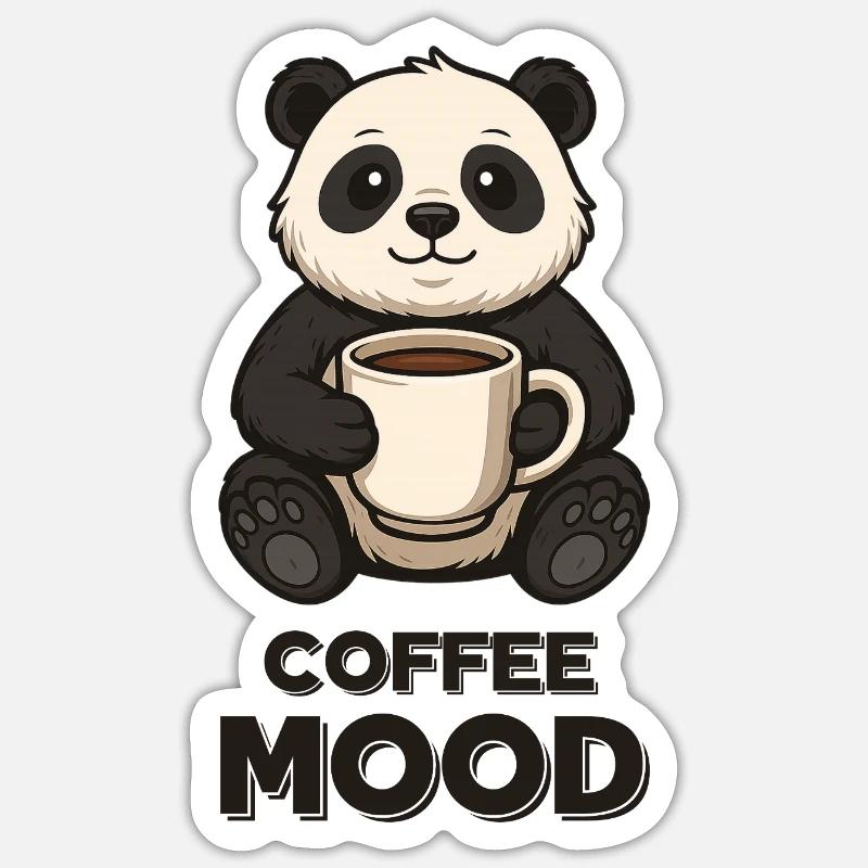 Coffee Panda Mood - Sticker size S (10 x 10 cm) - white matte
