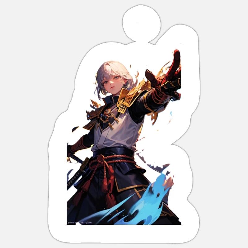 Samurai der Elemente, Meister von Feuer und Eis, Sticker Größe S (10 x 10 cm)