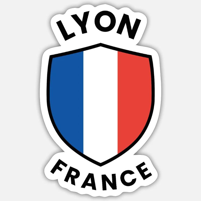Conception du Bouclier de Lyon France - Sticker taille S (10 x 10 cm) - blanc mat