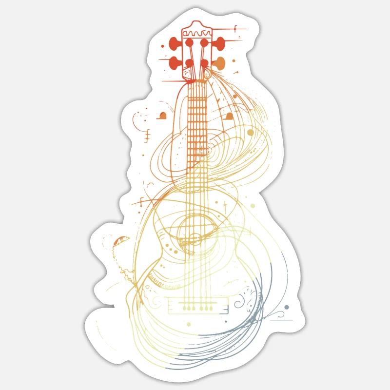 Ukulele Sketch Retro Style - Sticker size S (10 x 10 cm) - white matte