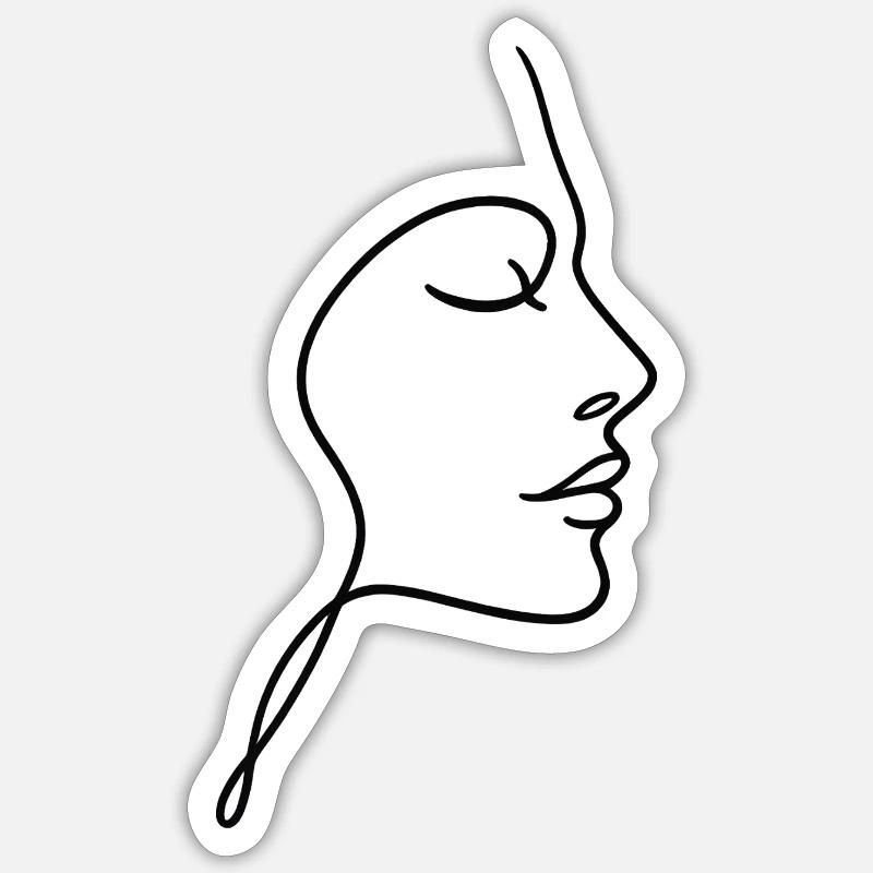 Liniengesicht Silhouette - Sticker Größe S (10 x 10 cm) - Mattweiß