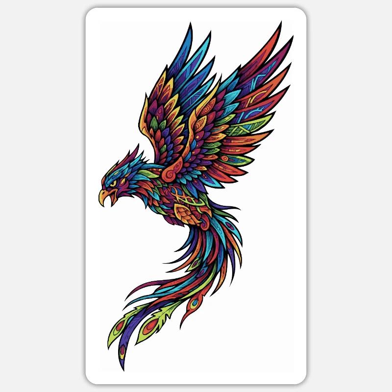 Neon Phoenix on Black Sticker size S (10 x 10 cm)