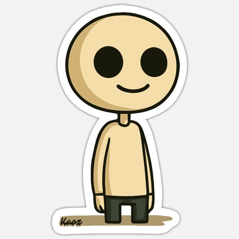 Schlichte Comic Figur mit rundem Kopf Sticker Größe S (10 x 10 cm)