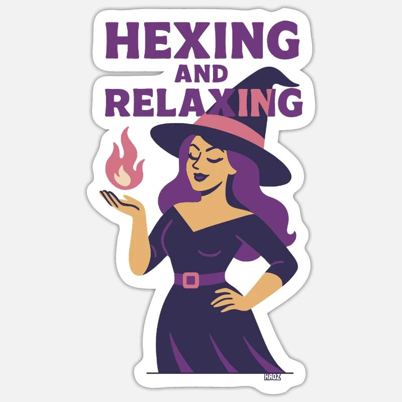 Hexing and Relaxing Witch - Sticker size S (10 x 10 cm) - white matte