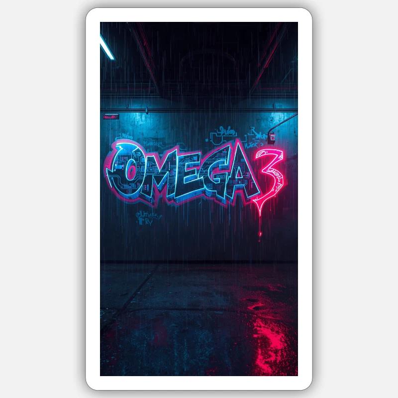 Omega3 Neon Graffiti Sticker size S (10 x 10 cm)