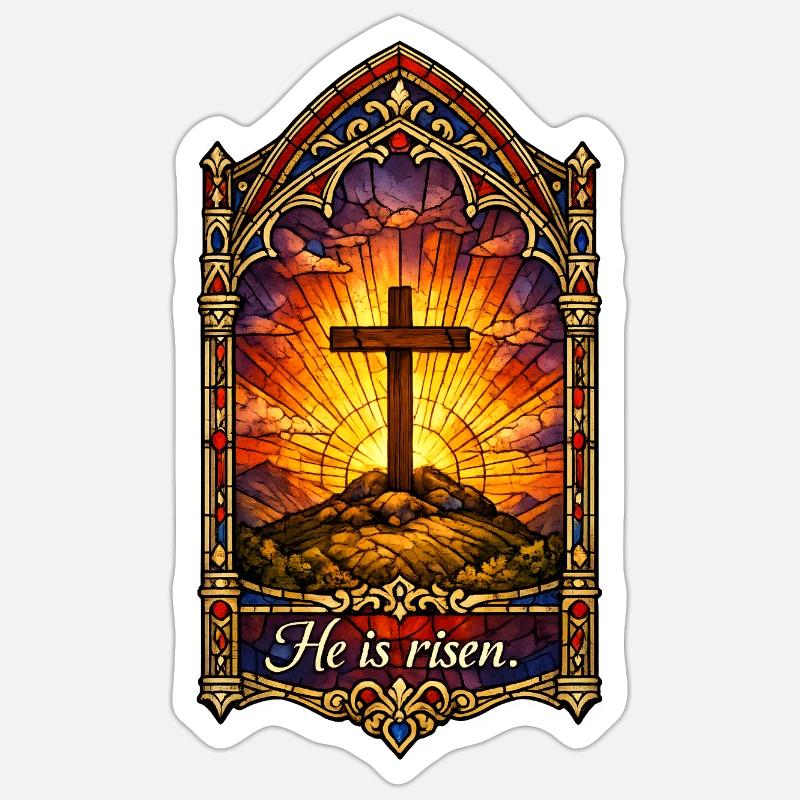 Resurrection He is Risen Easter Jesus Sticker size S (10 x 10 cm)