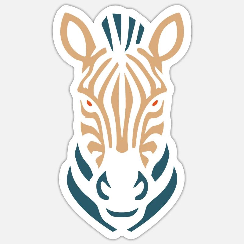 Lignes néon Zebra Head - Sticker taille S (10 x 10 cm) - blanc mat