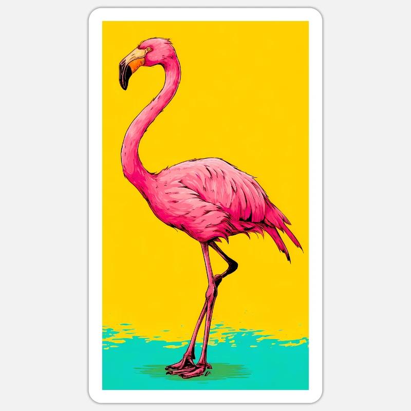 Flamingo - Sticker Größe S (10 x 10 cm) - Mattweiß