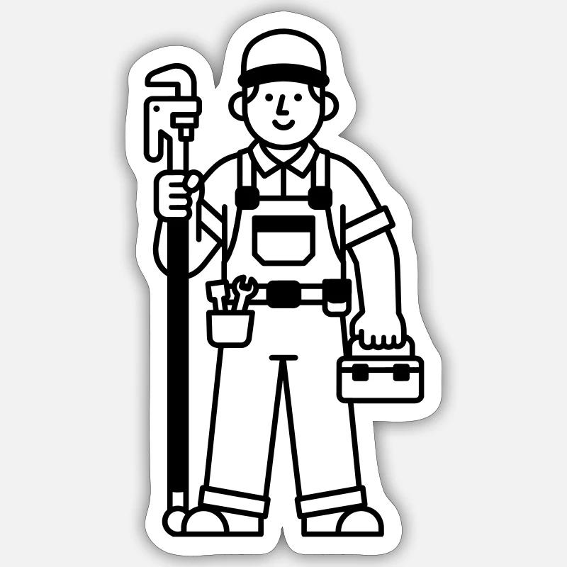Klempner - Sticker Größe S (10 x 10 cm) - Mattweiß
