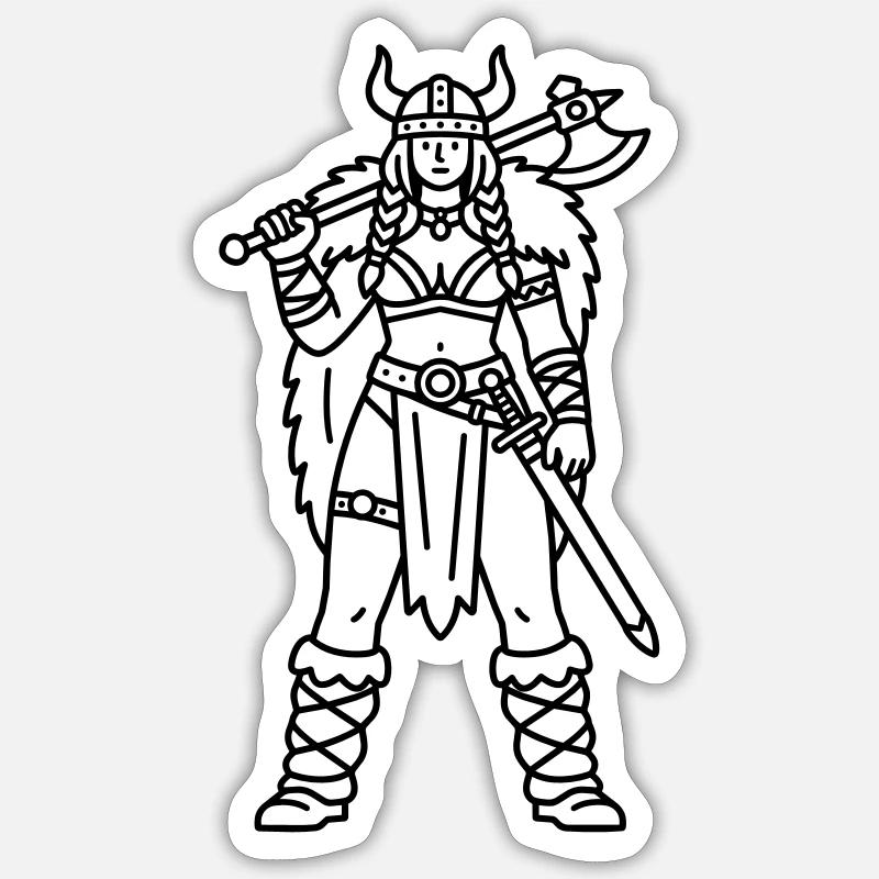 Épouse viking - Sticker taille S (10 x 10 cm) - blanc mat