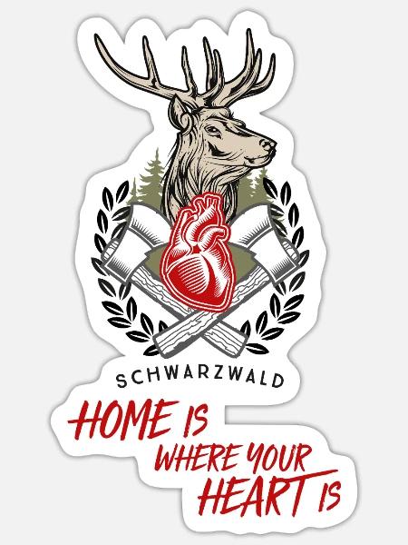 Schwarzwald - where my heart is - Sticker Größe S (10 x 10 cm) - Mattweiß
