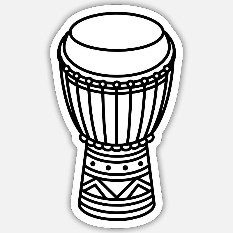 djembe - Sticker taille S (10 x 10 cm) - blanc mat
