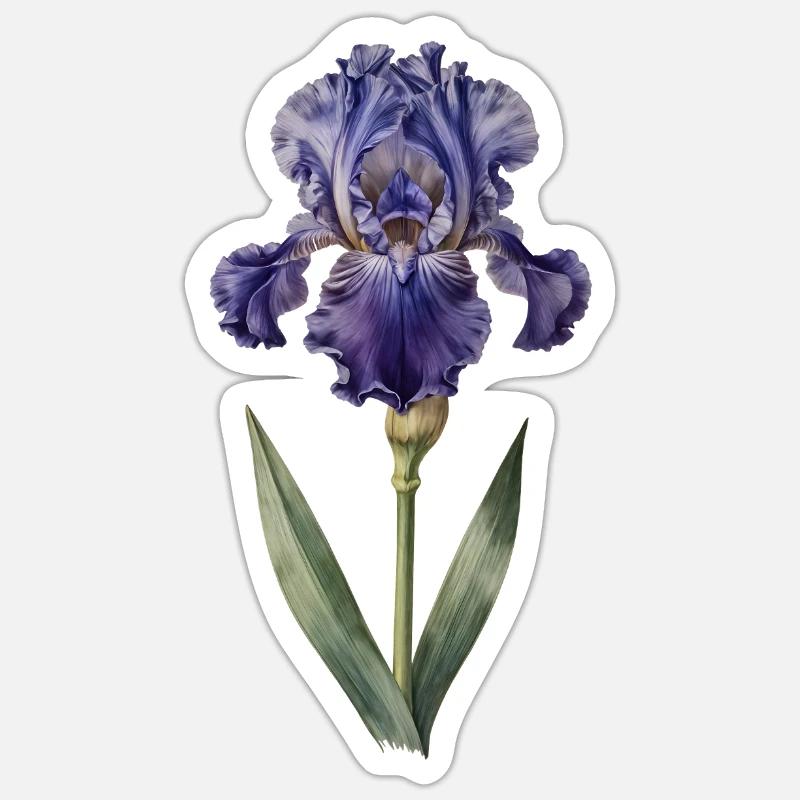 Purple iris on delicate stem - Sticker size S (10 x 10 cm) - white matte