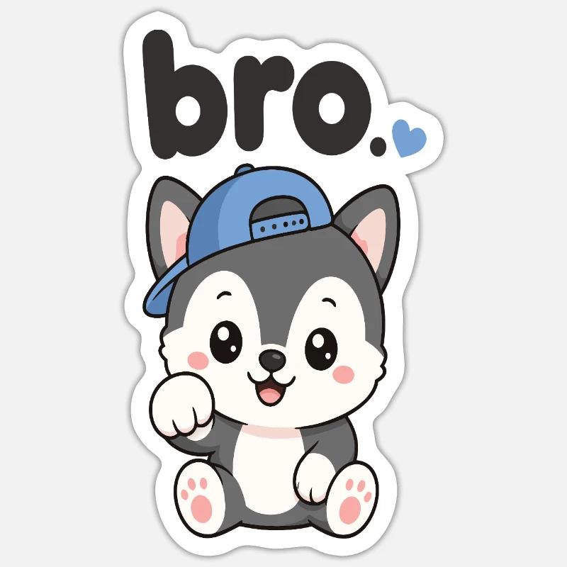 Blue Cap Husky Bro - Sticker size S (10 x 10 cm) - white matte