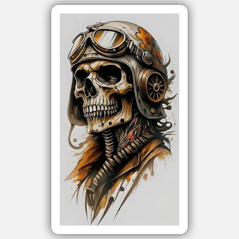 Skeleton pilot in steampunk style - Sticker size S (10 x 10 cm) - white matte