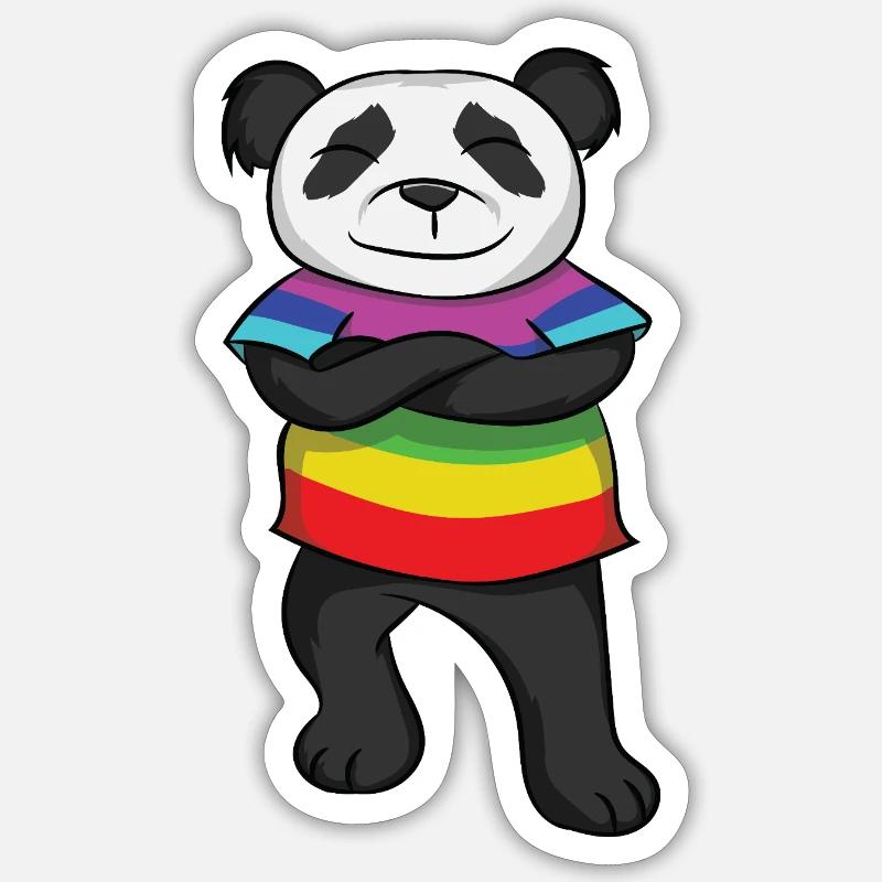 Panda Rainbow Pride  with Attitude - Sticker Größe S (10 x 10 cm) - Mattweiß