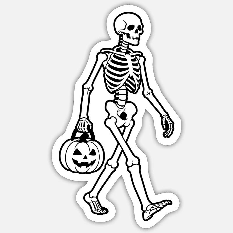 Skelett-Halloween - Sticker Größe S (10 x 10 cm) - Mattweiß