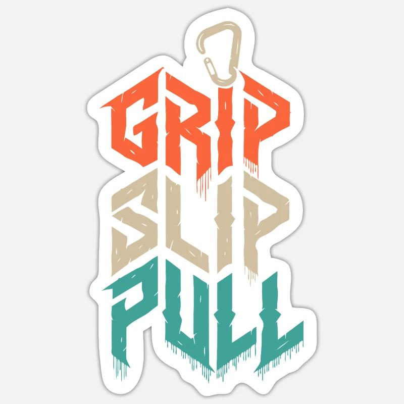 Grip Slip Pull Climbing Grunge - Sticker size S (10 x 10 cm) - white matte