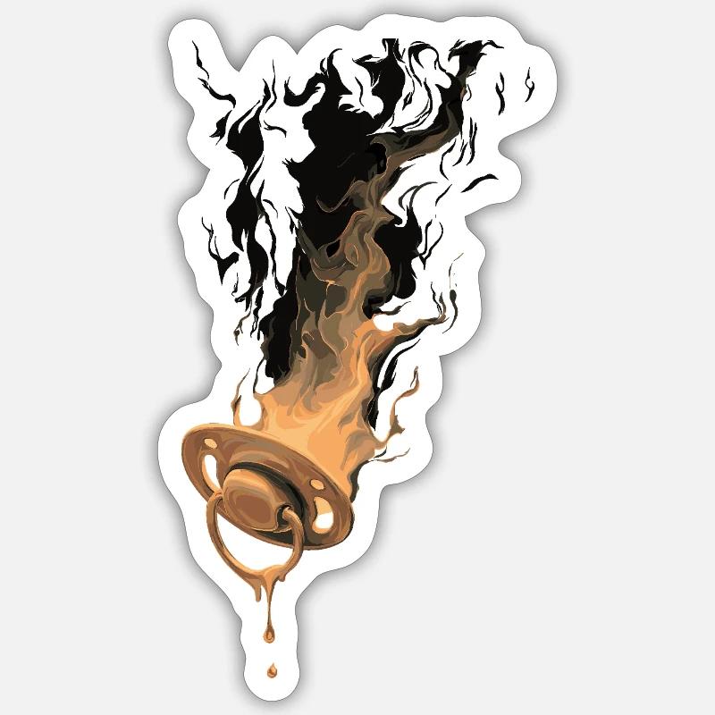 Burning pacifier - Sticker size S (10 x 10 cm) - white matte