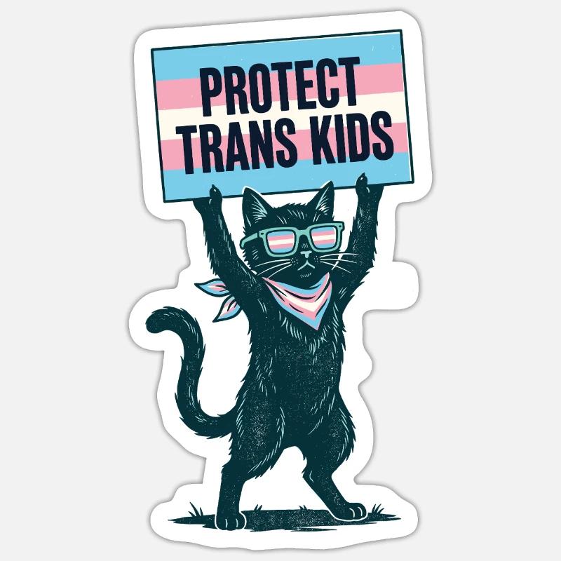 LGBTQ-Pride-Monat – Schütze trans Kinder - Sticker Größe S (10 x 10 cm) - Mattweiß